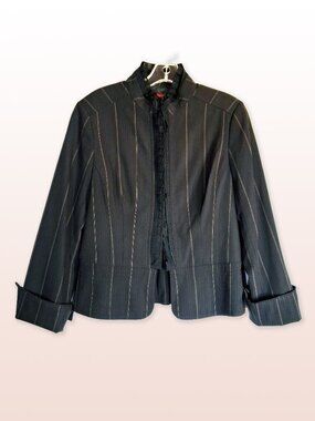 Tapemeasure Fitted Pinstripe Blazer Jacket Gold Buttons Size 10 Anthropologie
